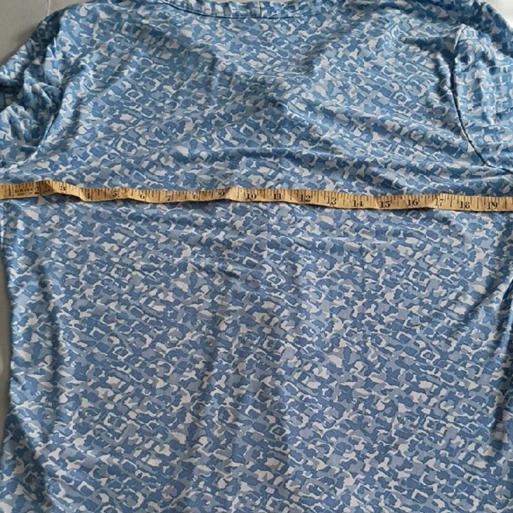 Ruby Rd. Light Blue‎ Patterned Blouse Long Sleeve With Rhinestone Embellishments - Picture 12 of 15